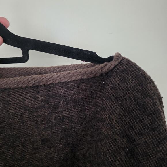 Vintage Virgin Wool Blanket Poncho OS Western Aztec Fringe Boho Brown Shawl Wrap - Picture 7 of 8